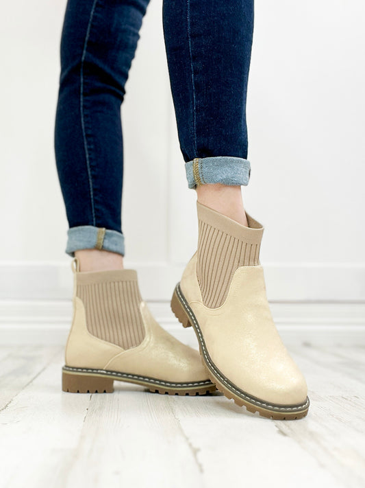 Corkys Cabin Fever Chunky Bootie in WASHED GOLD METALLIC