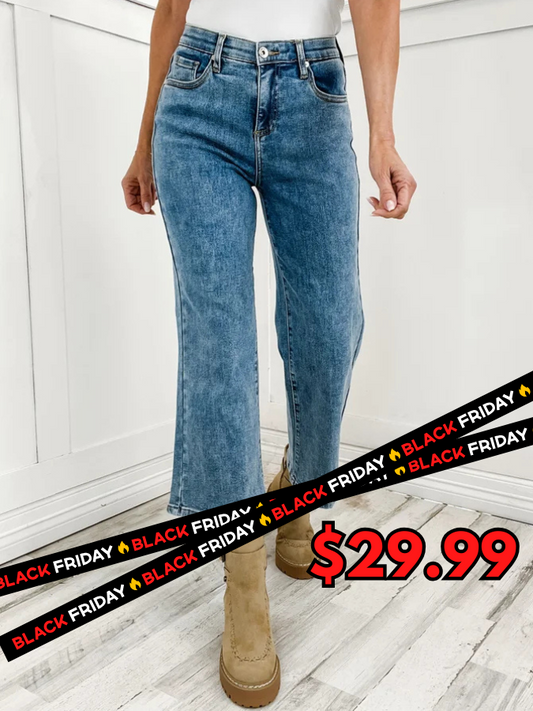 SPECIAL A Hi-Rise Tummy Control Crop Wide Leg Jeans