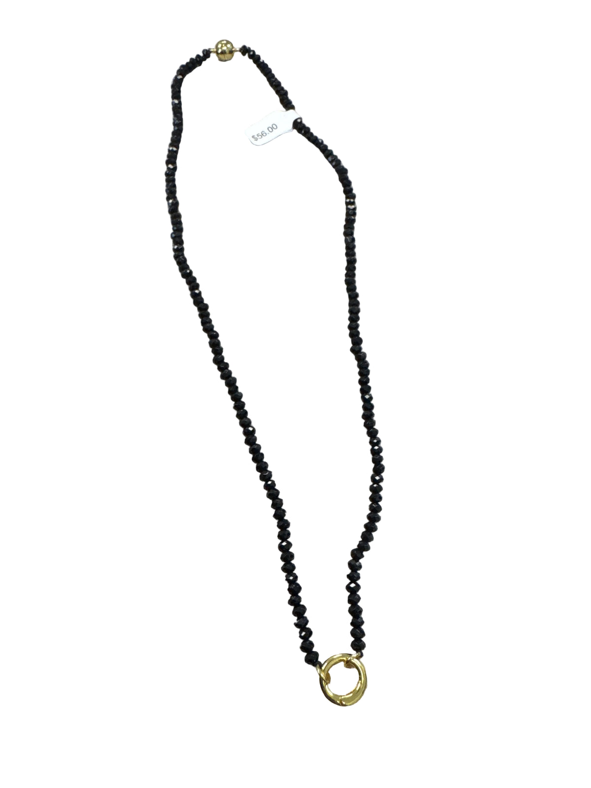 Small Beaded Onyx Charm Necklace with Magnet Closure