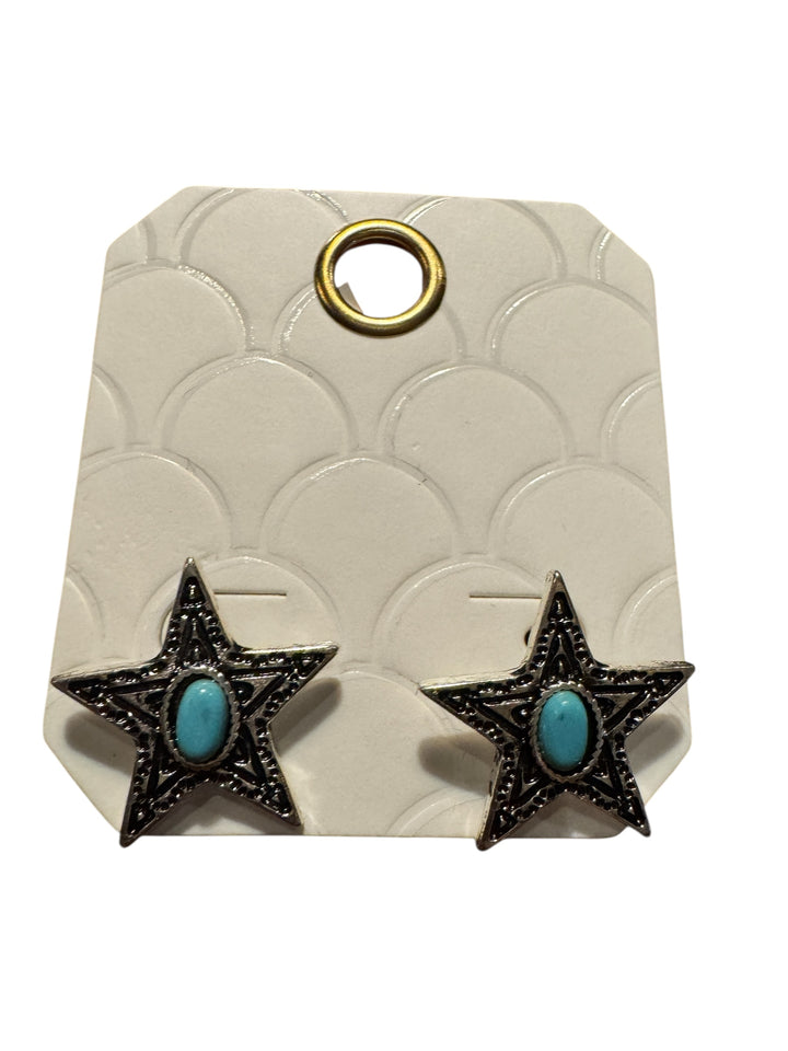 Silver Star w/ Turquoise Post Earring