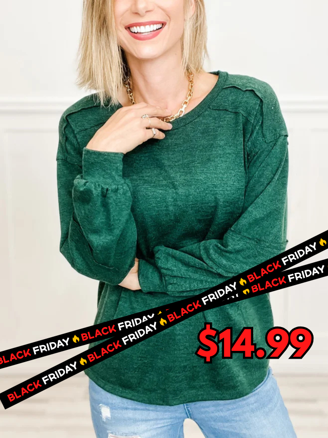 Two Tone Hacci Top with Rounded Neckline and Banded Sleeves - Group A