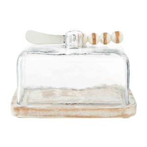 White Bead Butter Dish Set