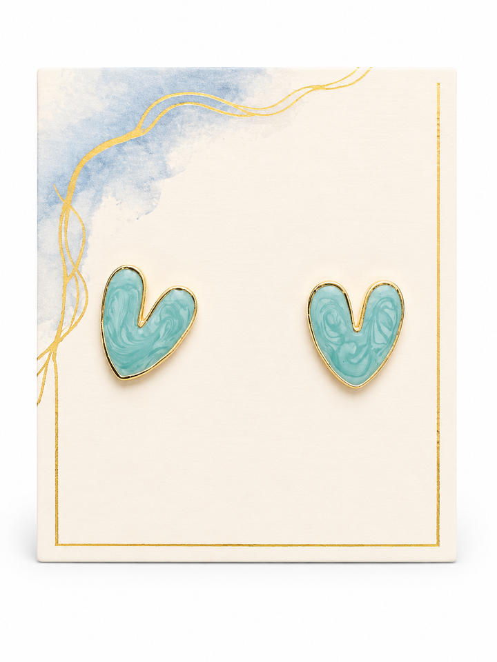 Shiny Turquoise Heart Earrings