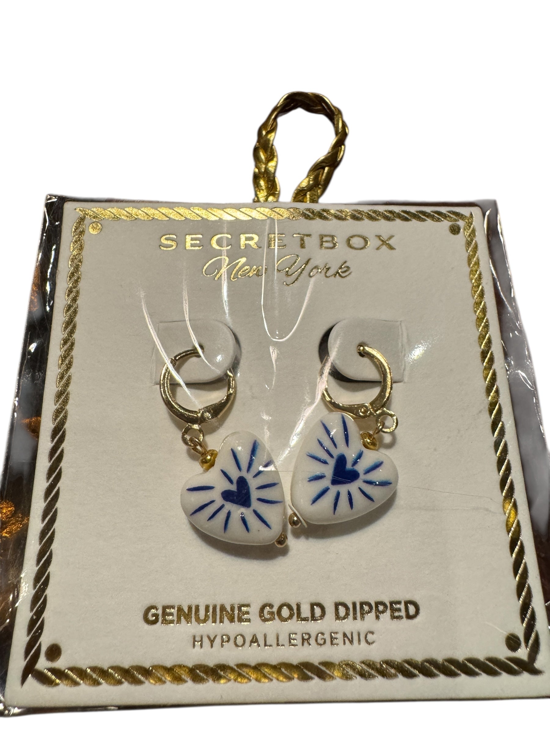 Blue Heart Huggie Earring