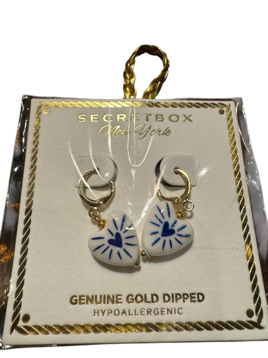 Blue Heart Huggie Earring