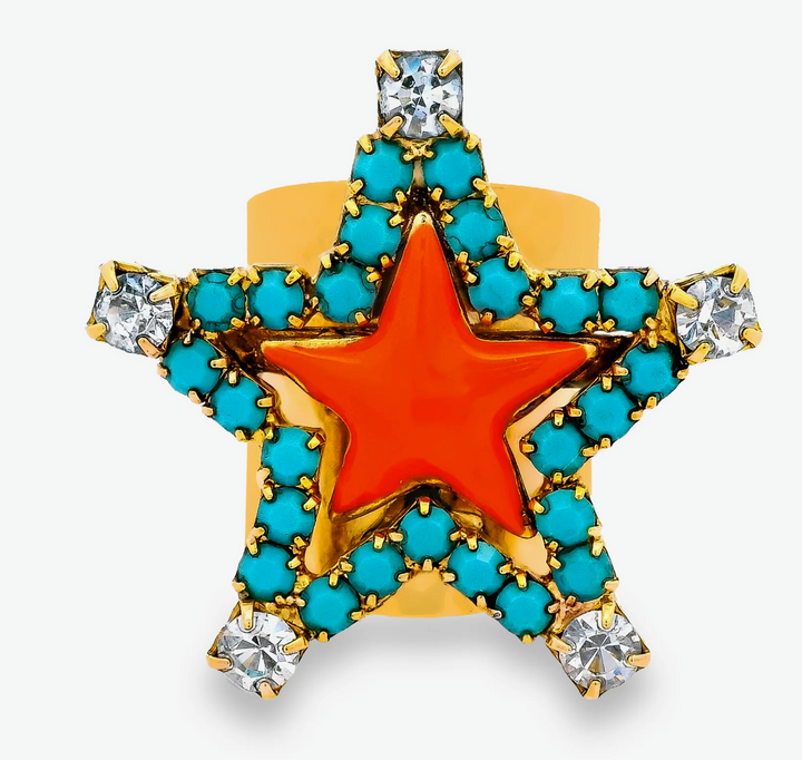 TOVA Super Star Ring With Turquoise And Enamel