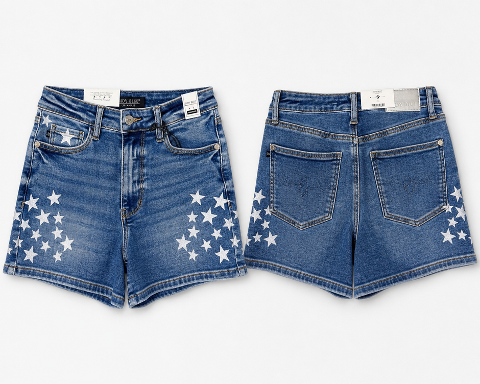 Judy Blue HW Slim Short Star Splatter