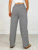 Striped Knit Elastic Waist Pants with Pockets