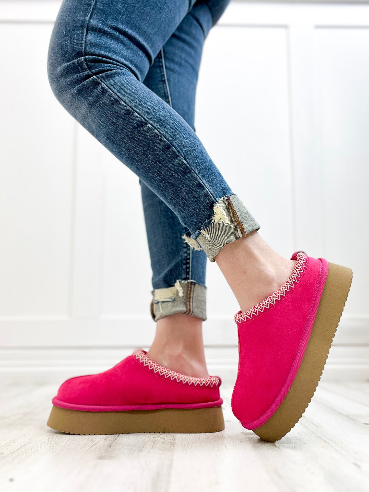 Corkys Pillow Talk Booties in Fuchsia Faux Suede