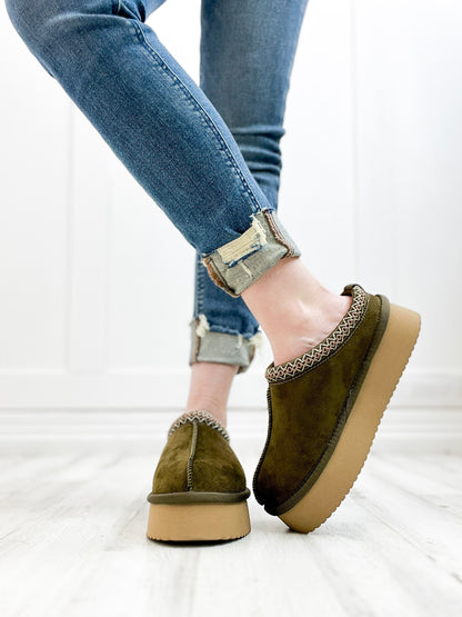 Corkys Pillow Talk Booties in Khaki Faux Suede