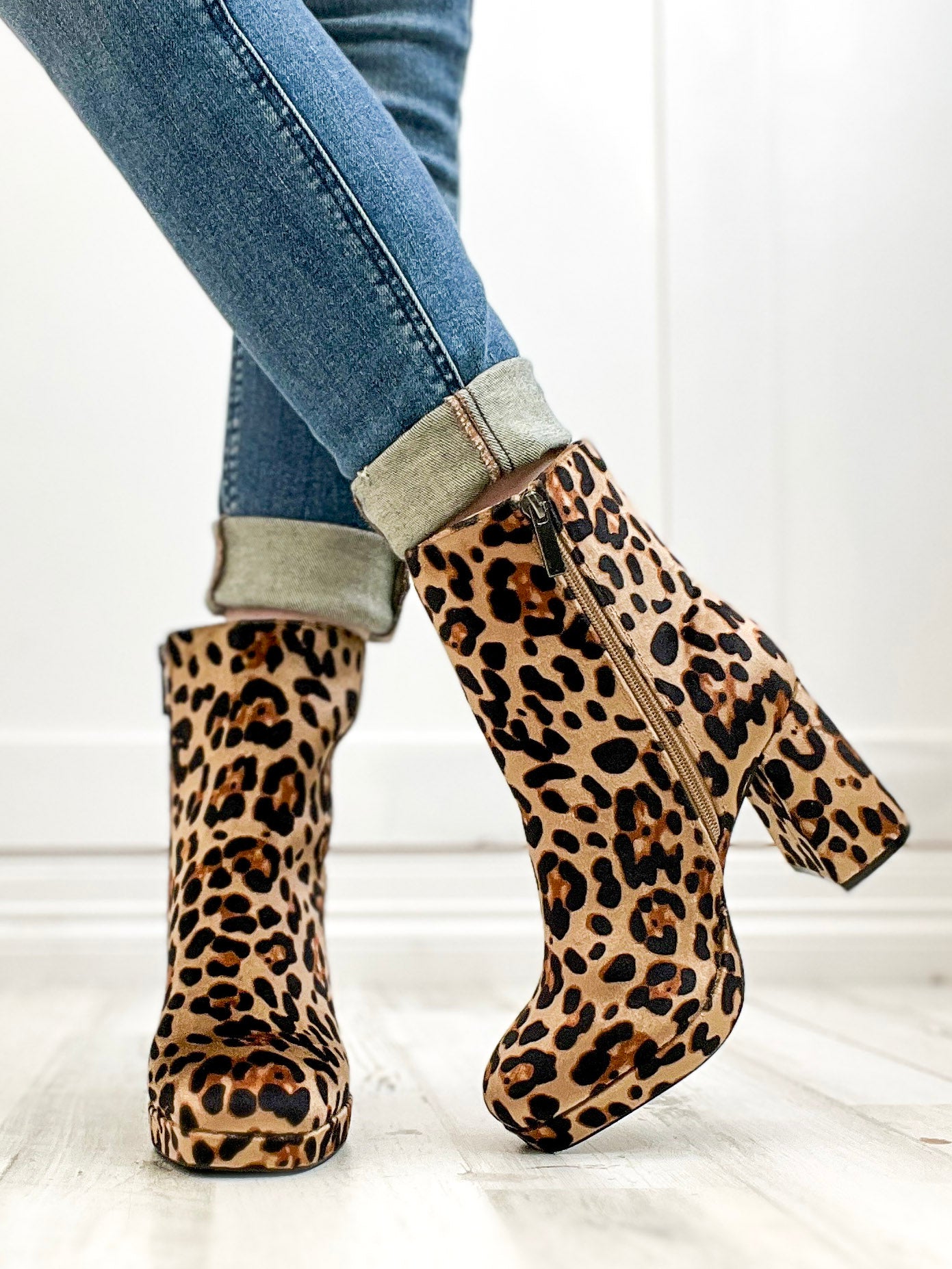 Corkys Slug Bug Booties In Leopard Velvet