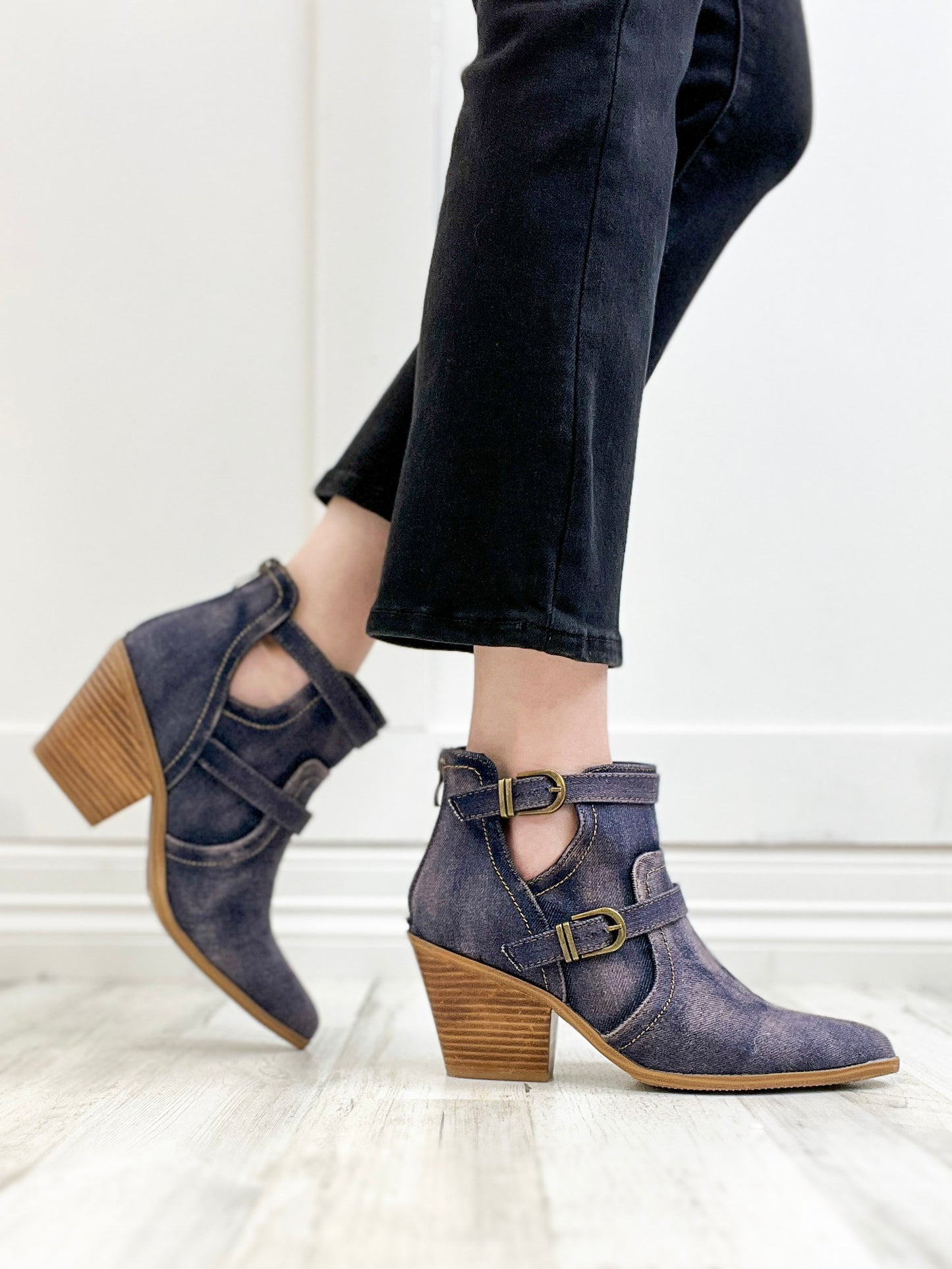 Corkys Girls Night Booties In Washed Blue Denim