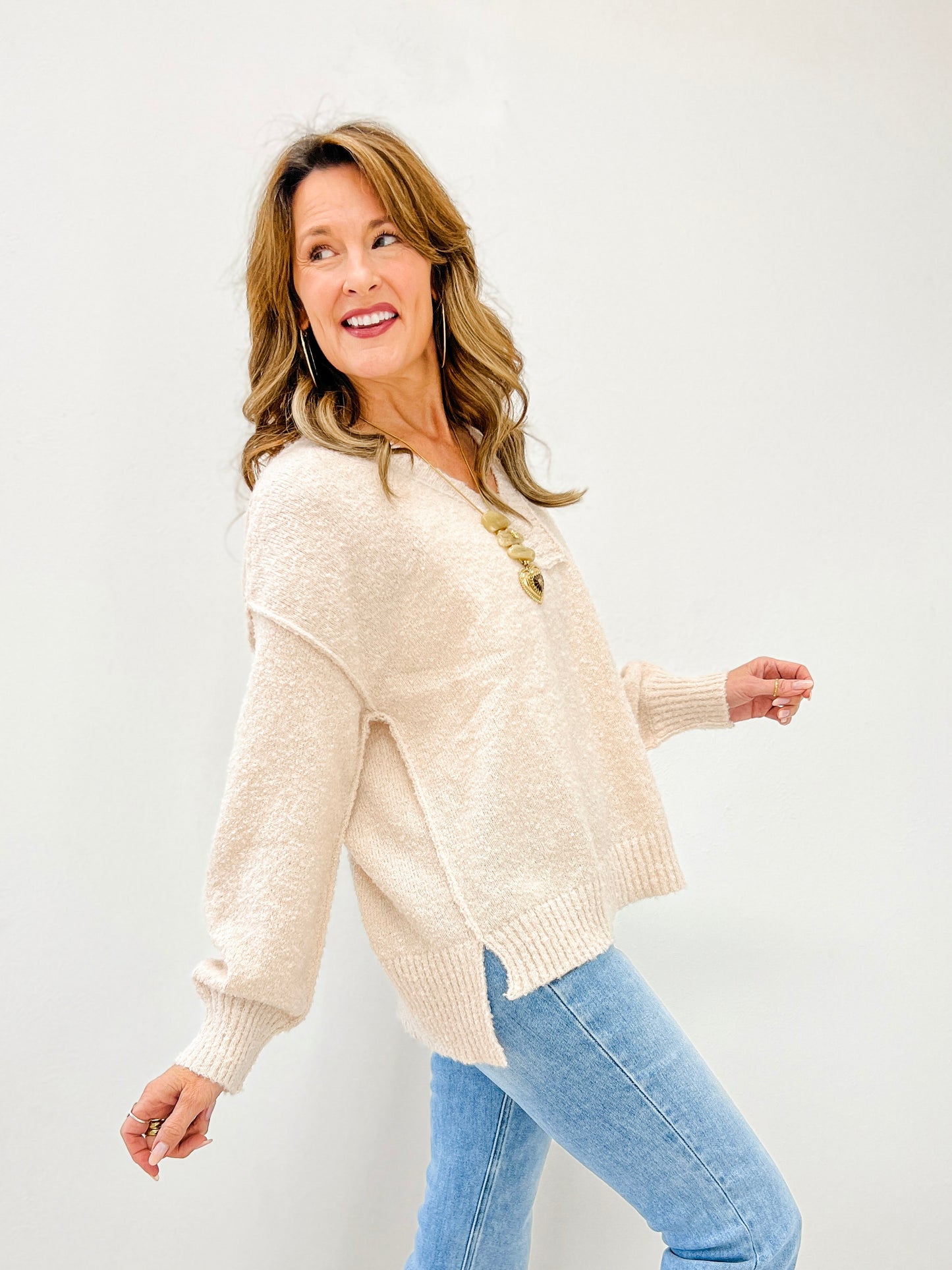 V-Neck Basic Oversized Sweater