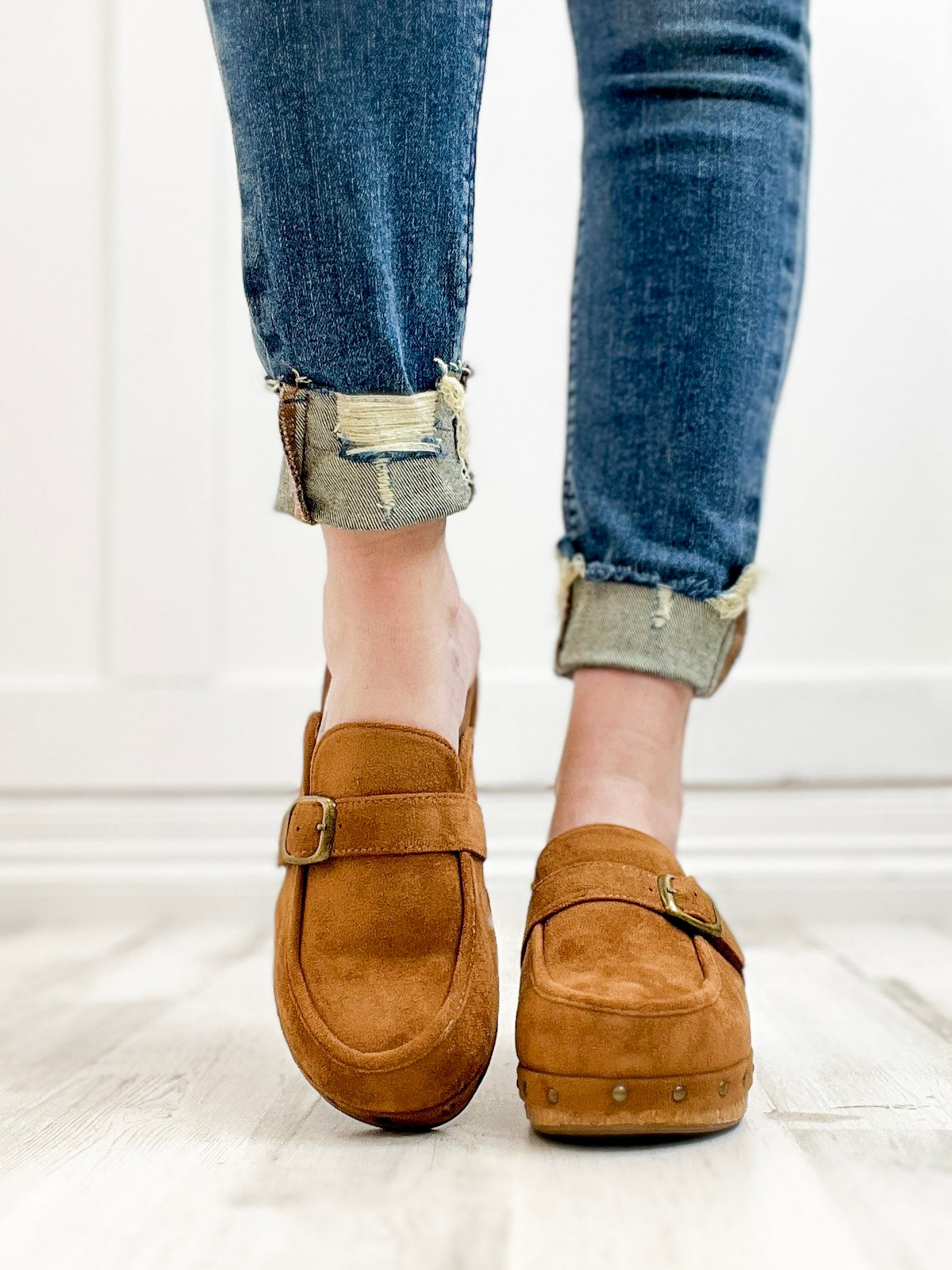 Corkys Just Precious Slip-On Wedge In Tobacco Faux Suede