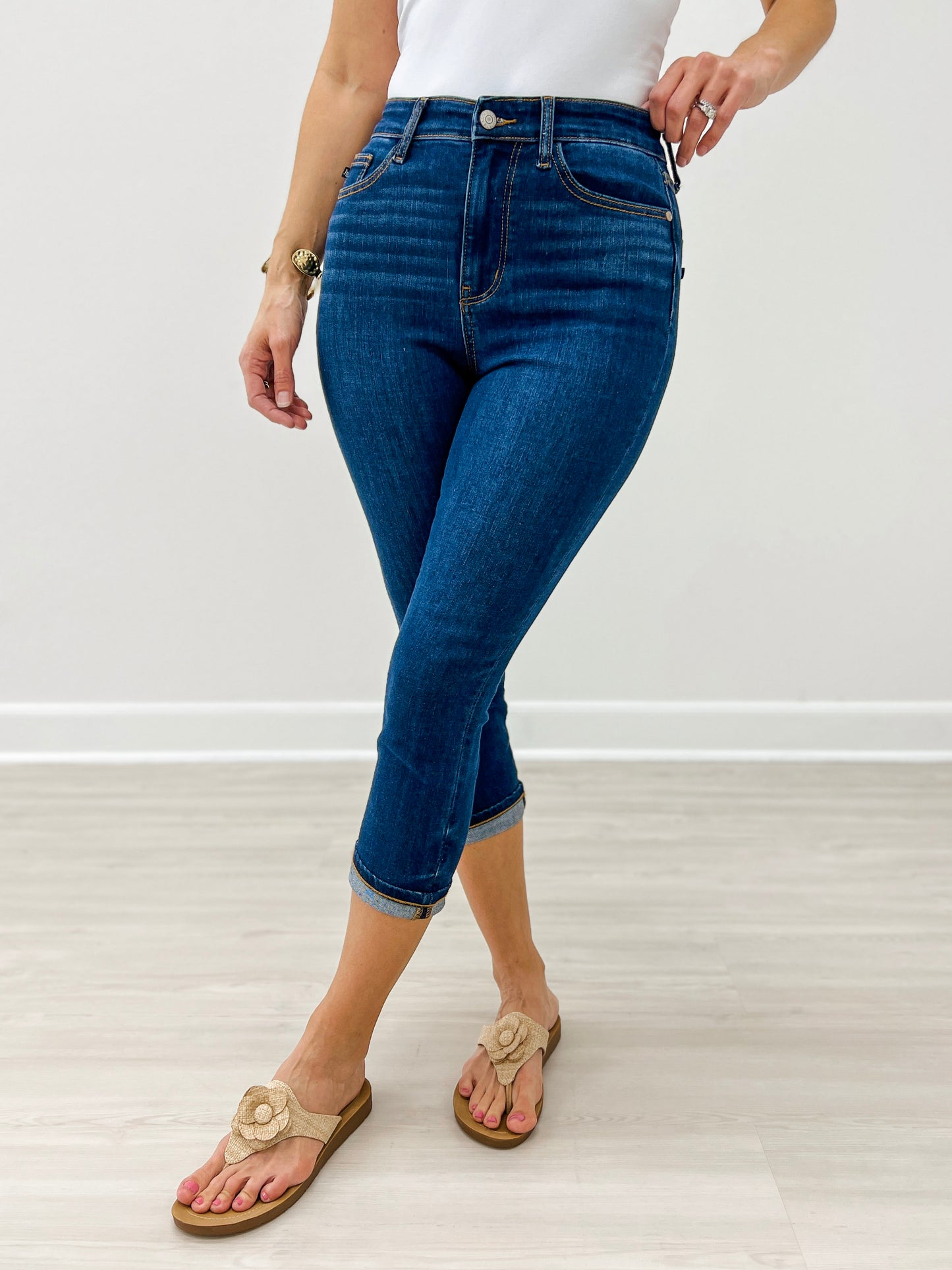 Judy Blue HEATWAVE High Waist Denim Capri with Single Cuff