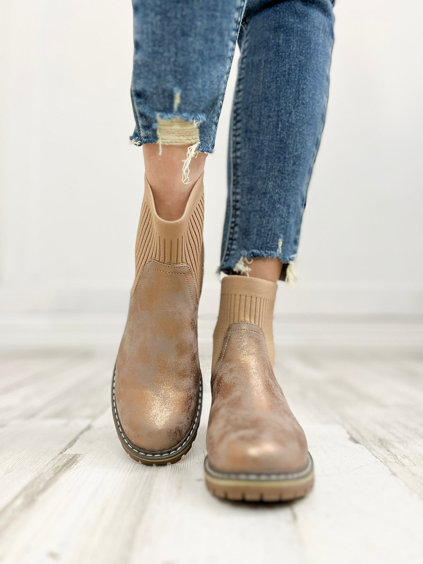 Corkys Cabin Fever Chunky Bootie in WASHED BRONZE METALLIC