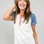 Ribbed Color Block Button Front Henley Top