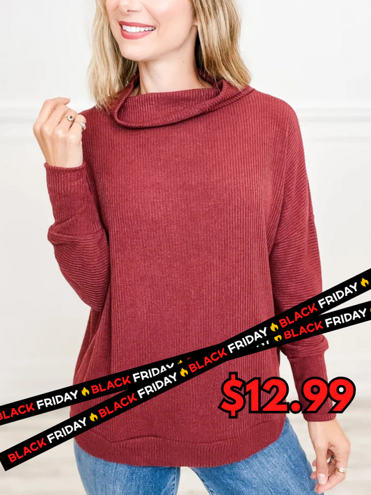 Draped Neckline Dolman Sleeve Sweater Top - Group A