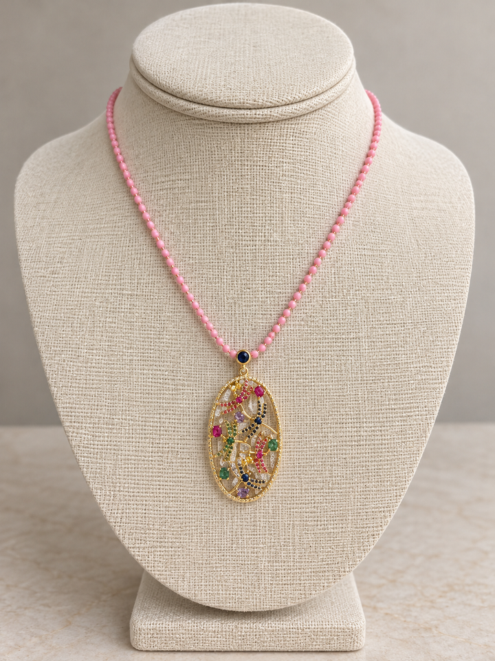 Pink Chain with Fun DragonFly Design