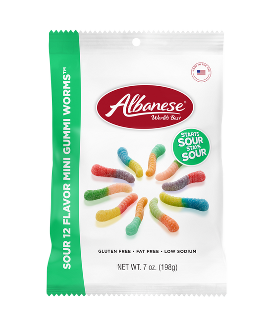 Albanese Sour 12 Flavor Mini Gummi Worms - 7 oz.