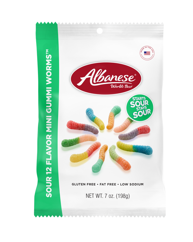 Albanese Sour 12 Flavor Mini Gummi Worms - 7 oz.