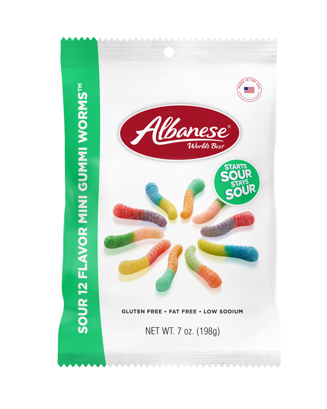 Albanese 12 Flavor Mini Gummy Worms- Regular/Sour