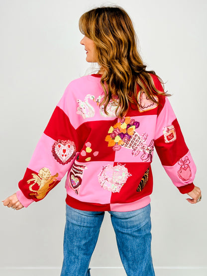 Queen Of Sparkles Checkered Valentines Icon Sweatshirt