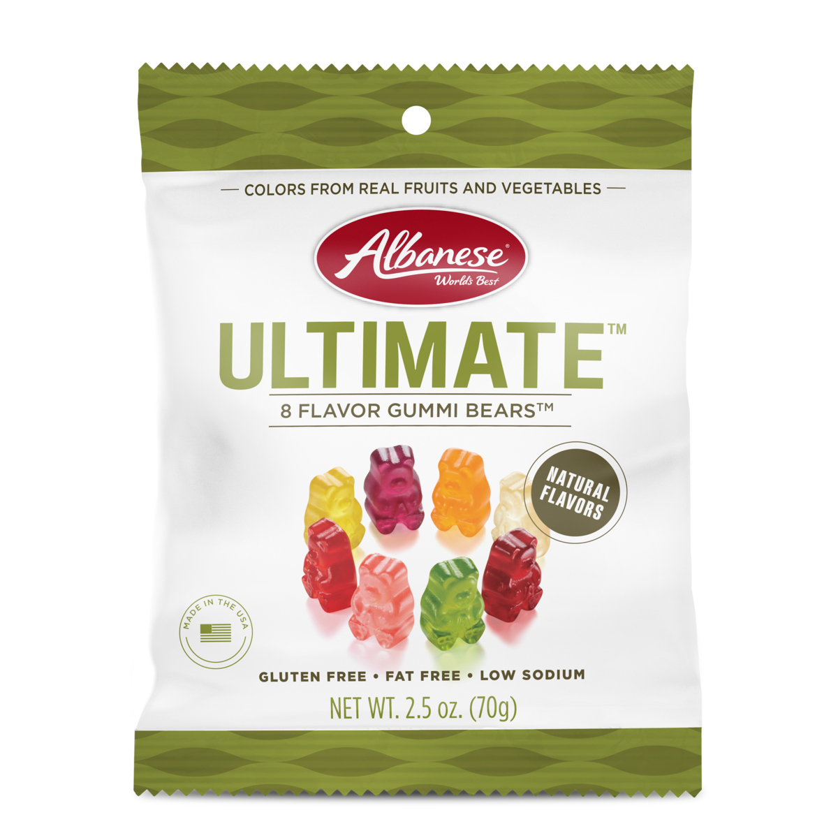 Ultimate 8 Flavor Gummi Bears, 2.5oz Peg Bag