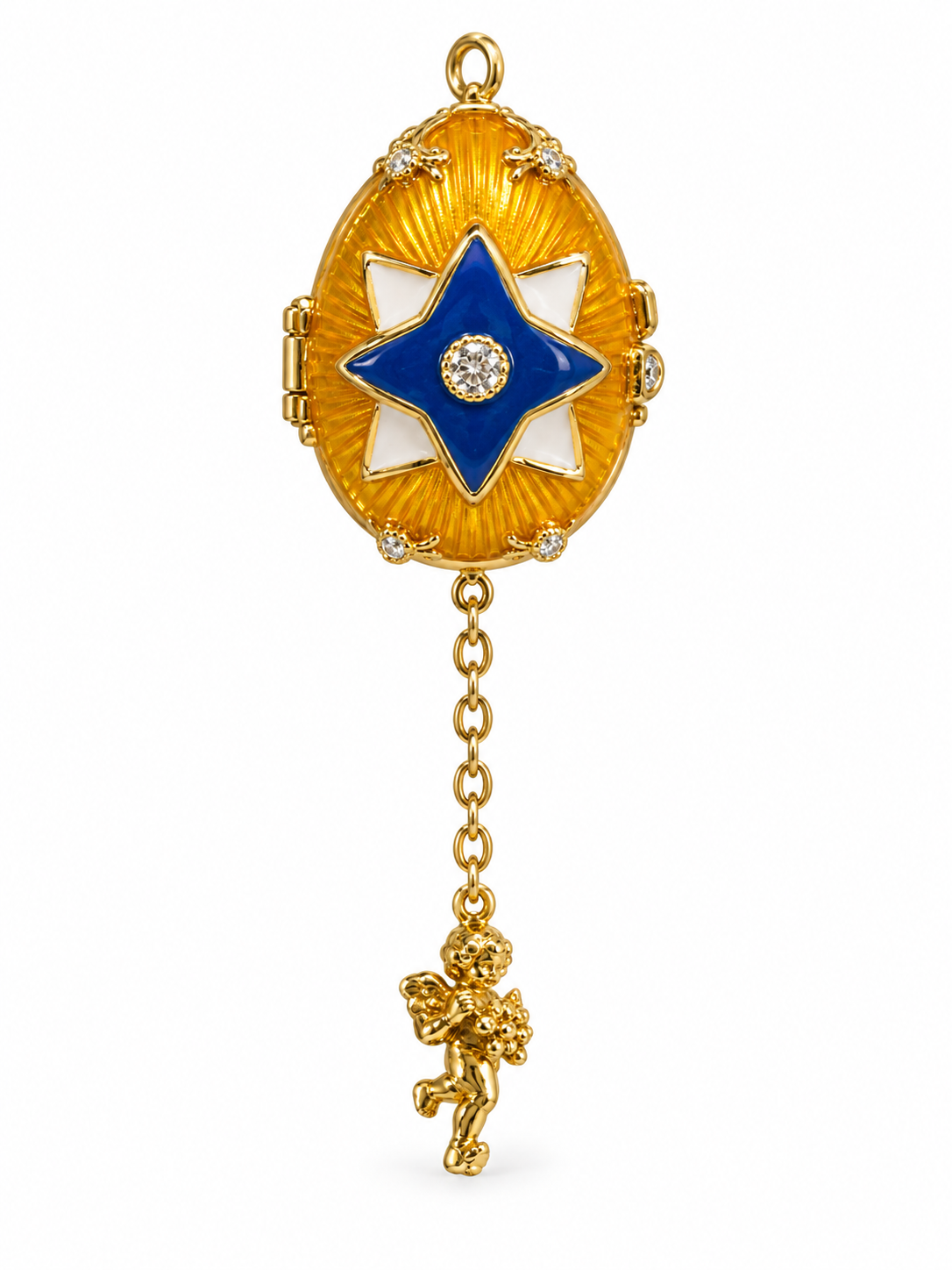 Enamel Egg Charm Yellow and Blue