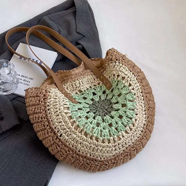 MKS America-Boho Crochet Woven Tote Bag