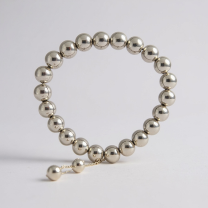 Adjustable Silver Beaded Bracelet
