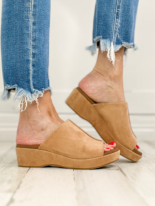 Corkys Take Notes Slip-On Wedge Slides in Camel