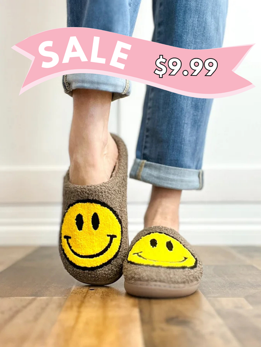 Mocha Colored Smiley Face Slippers