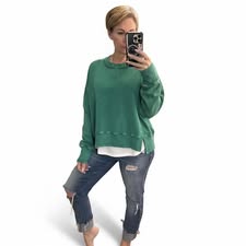 The Eleanor Luxe CozyCore Sweatshirt - Red & Green