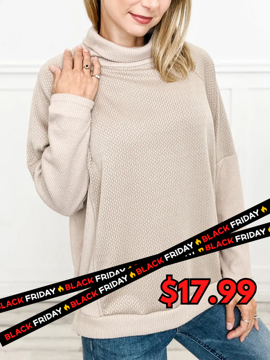 Contrast Soft Knit Mock Neck Oversized Top