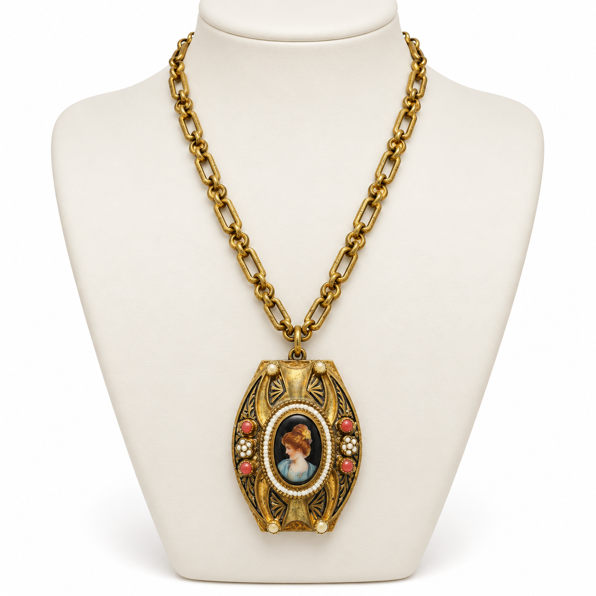 Vintage Muse Portrait Pendant Necklace