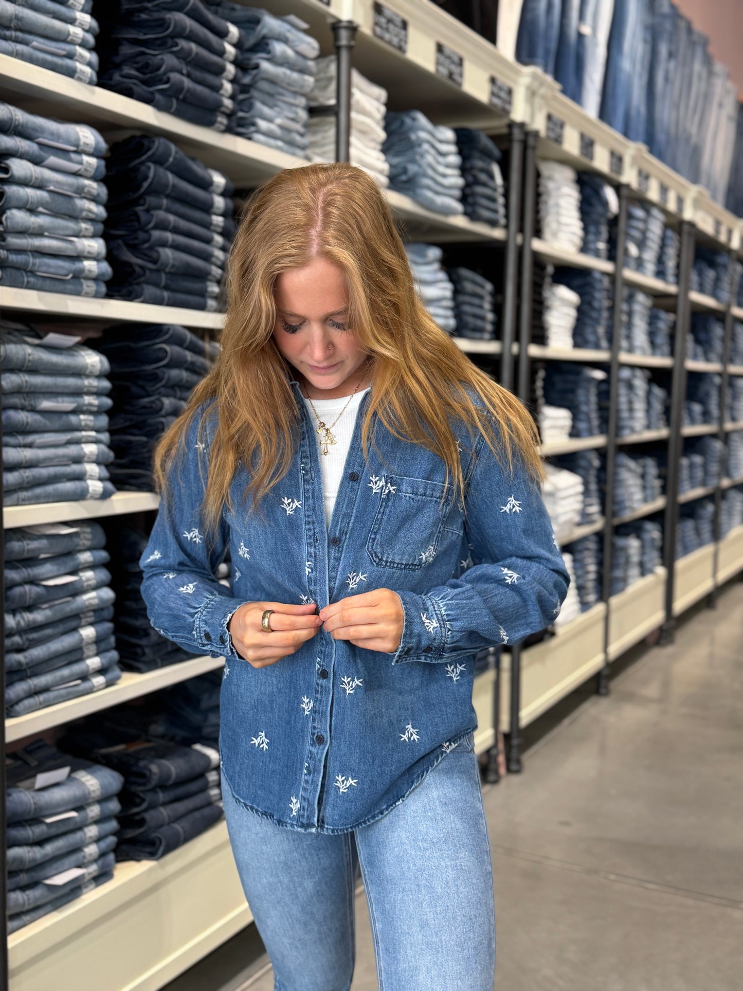 Leaf Embo Relaxed Fit Shirt