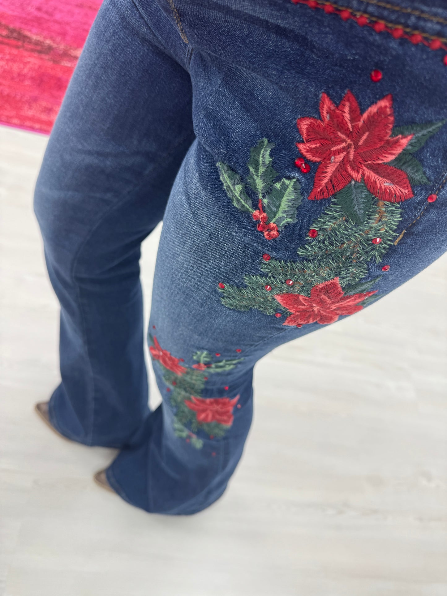 Happy Holly Boot Cut Embroidered Jeans