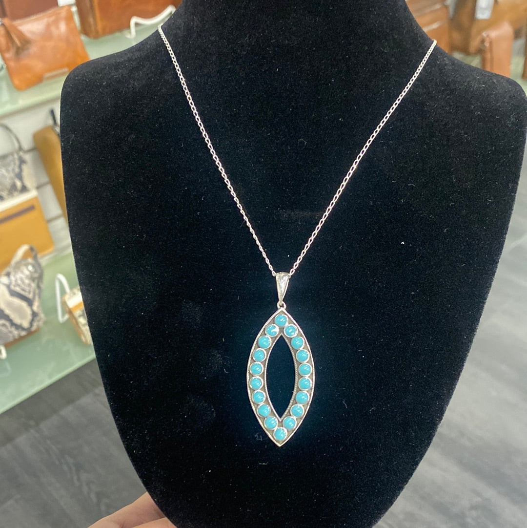 Turquoise Oval Sterling Silver Necklace