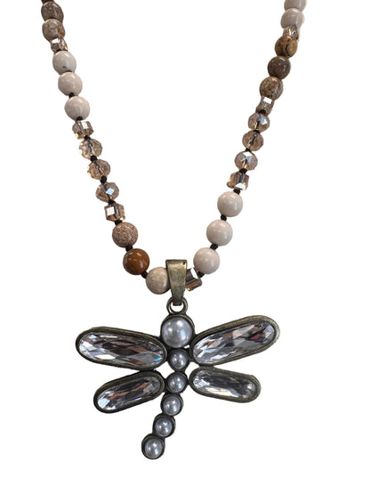 8MM Beaded Stone Pendant Necklace