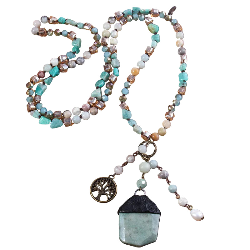 Irregular Stone Pendant Charm Necklace in Aventurine