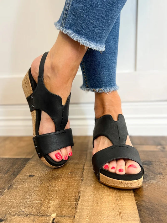 Corkys Refreshing Wedge Sandals in Black