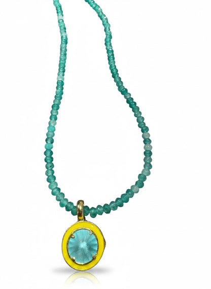 Tova Dakota Pendant Necklace Aquamarine & Yellow