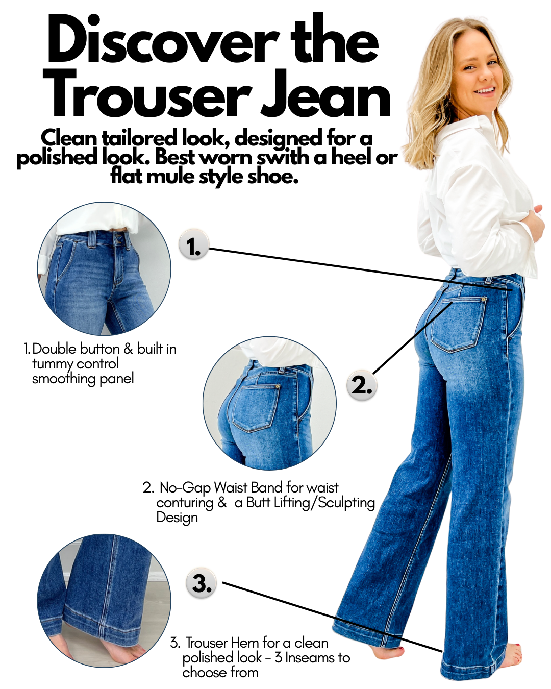 Avery Denim The Tailored Trouser - Classic Blue