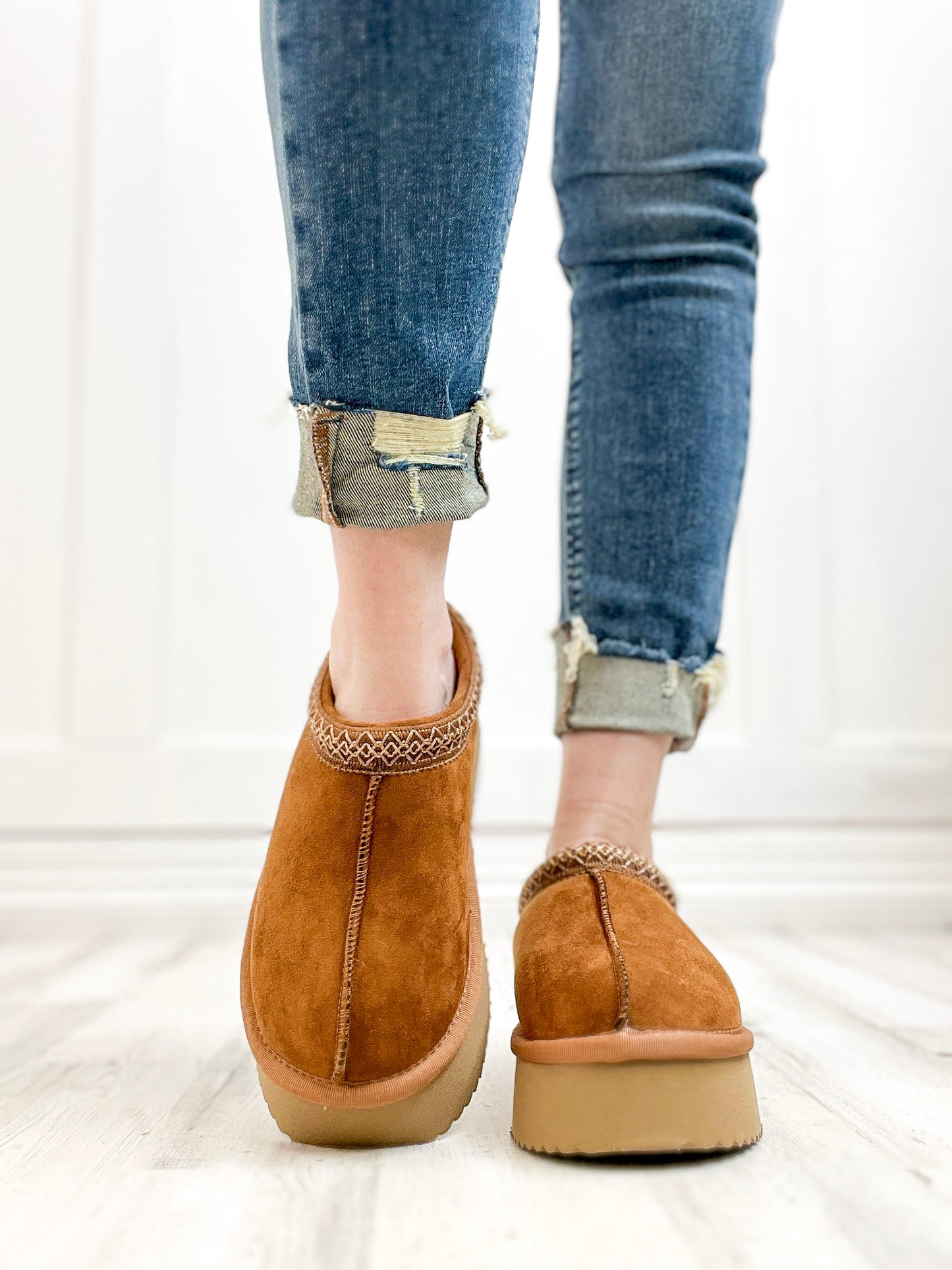 Corkys Pillow Talk Booties in Tobacco Faux Suede