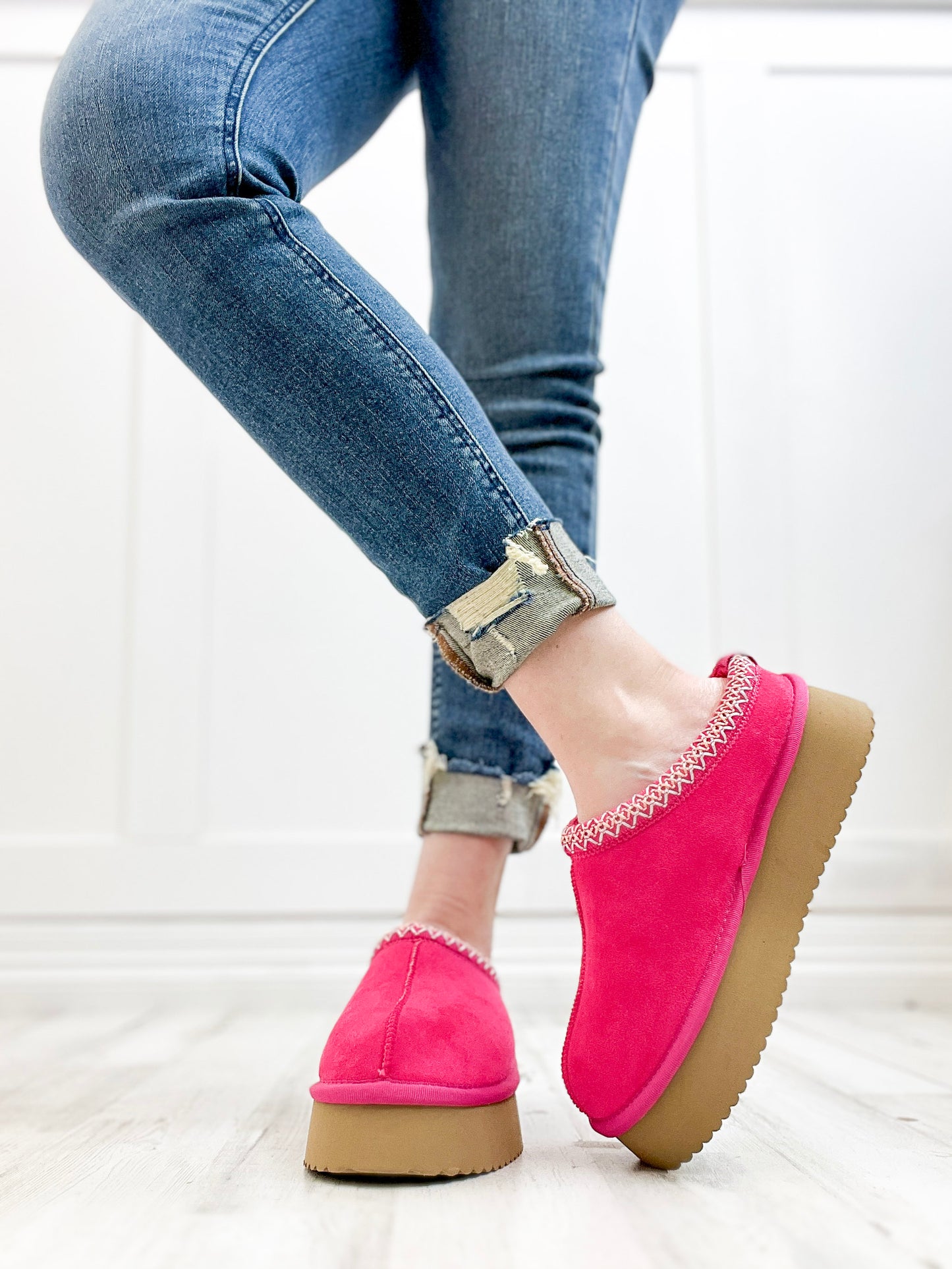 Corkys Pillow Talk Booties in Fuchsia Faux Suede