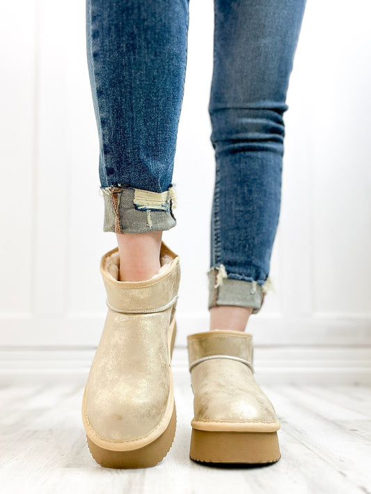 Corkys Room Service Booties in Washed Gold Metallic