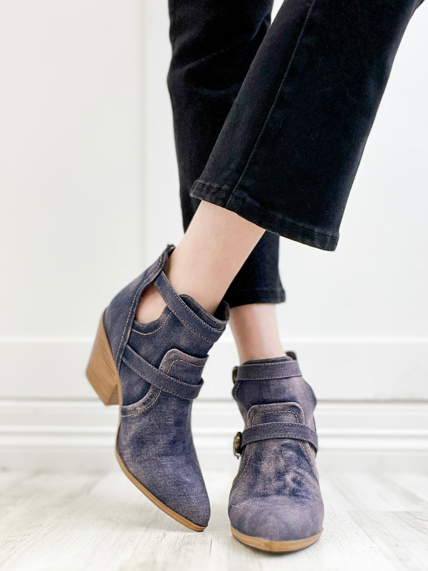 Corkys Girls Night Booties In Washed Blue Denim