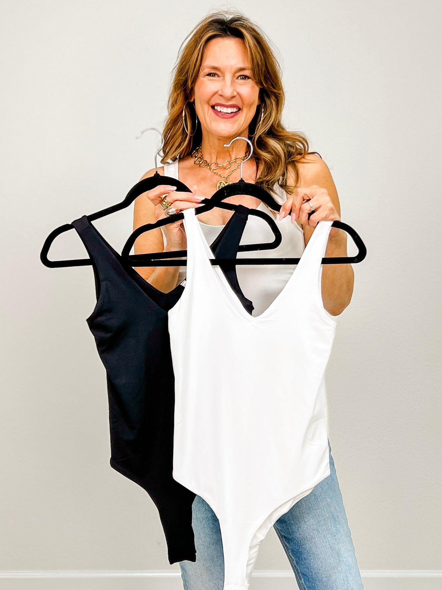 Basic V-Neckline Tank Bodysuit