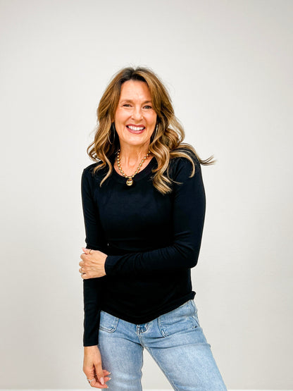 Round Neck Long Sleeve Knit Top